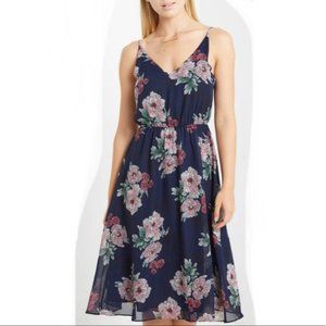Maitai Navy Flowy Floral Midi Dress V-Neck M
